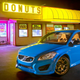 The C30 Polestar concept next to a sign instructing you what to do with it in the snow.
